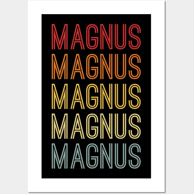 Magnus Name Vintage Retro Pattern Wall Art by CoolDesignsDz